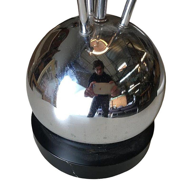 1970s Space Age Chrome Ball Table Lamp W/ Fours Lights, Attributed to Torino In Excellent Condition For Sale In Van Nuys, CA