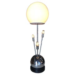 1970s Space Age Chrome Ball Table Lamp W/ Fours Lights, Attributed to Torino