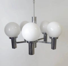 1970s Space Age Chrome Globe Ceiling Lighting
