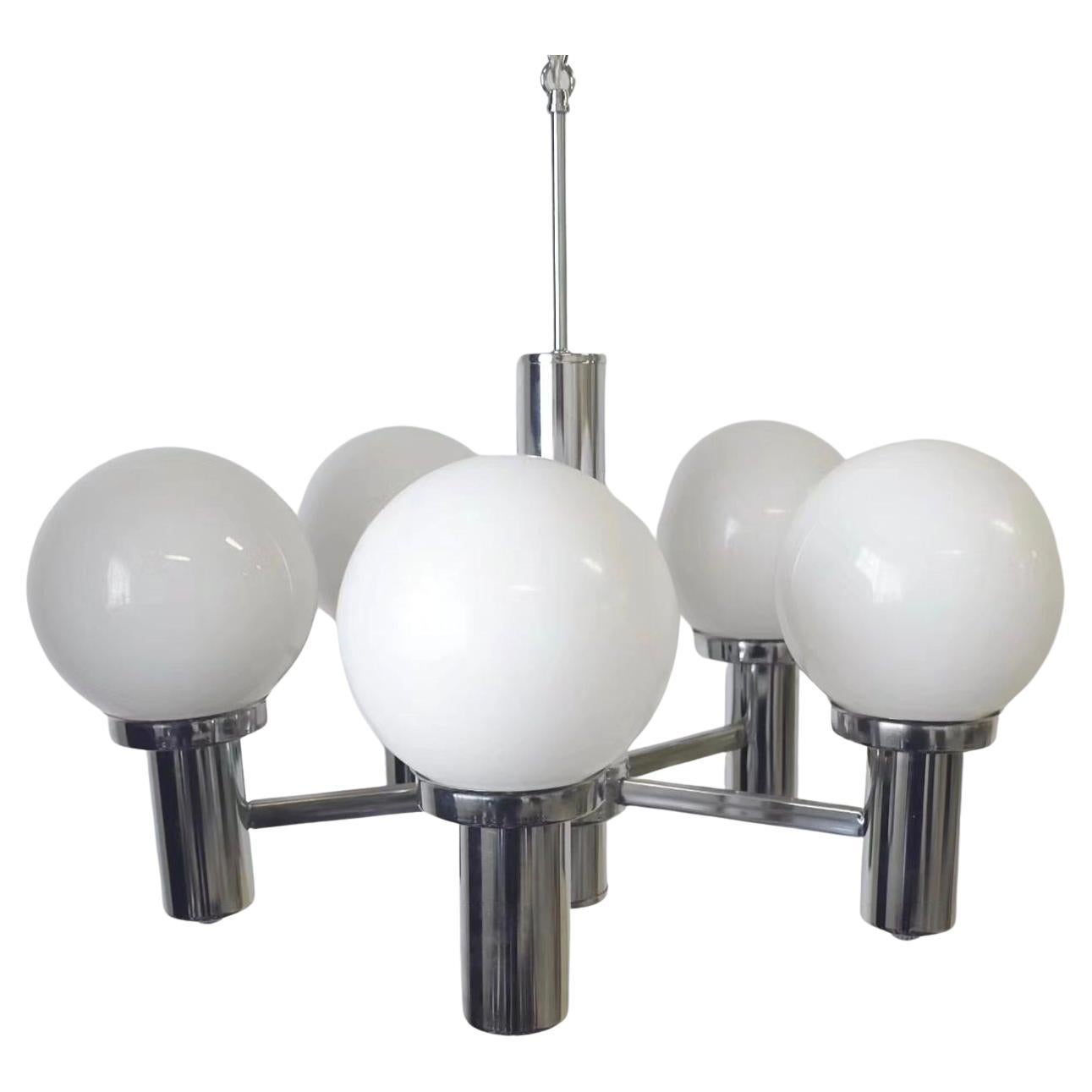 1970s Space Age Chrome Globe Ceiling Lighting