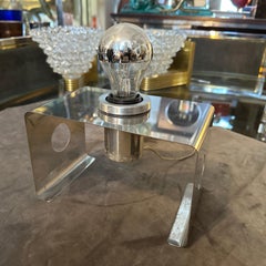 1970s Space Age Chromed Metal Rectangular Italian Table Lamp