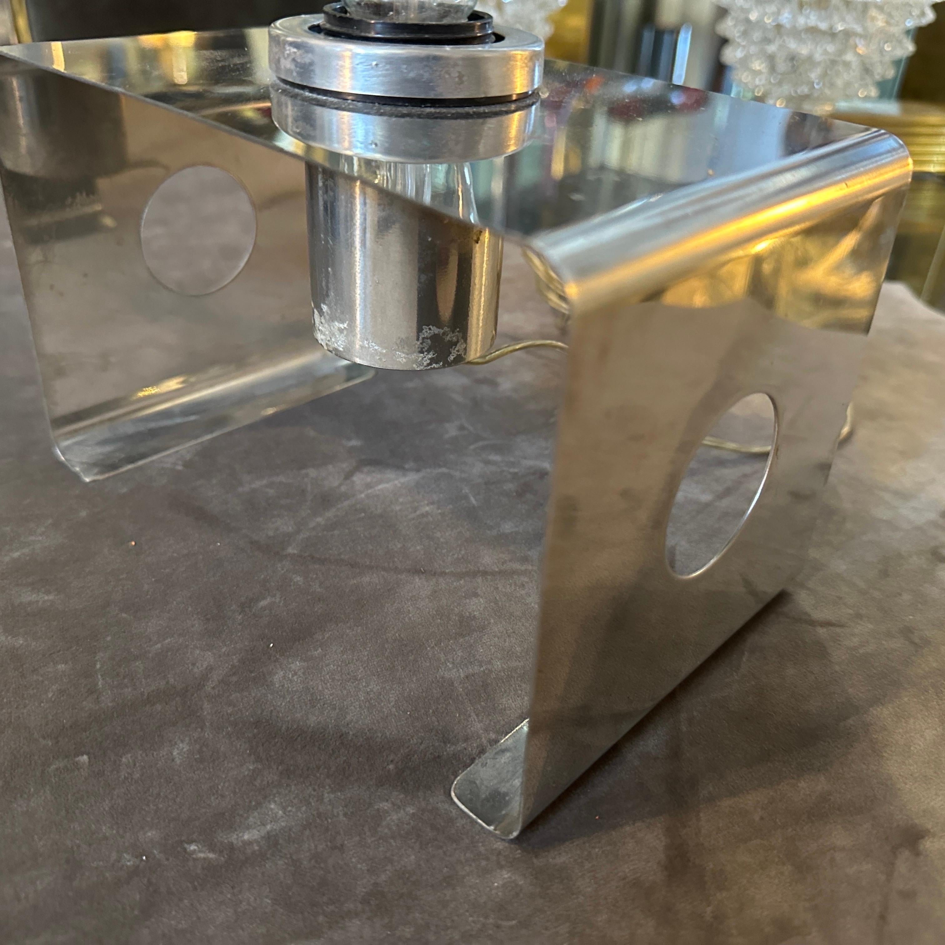 1970s Space Age Chromed Metal Rectangular Italian Table Lamp For Sale 1