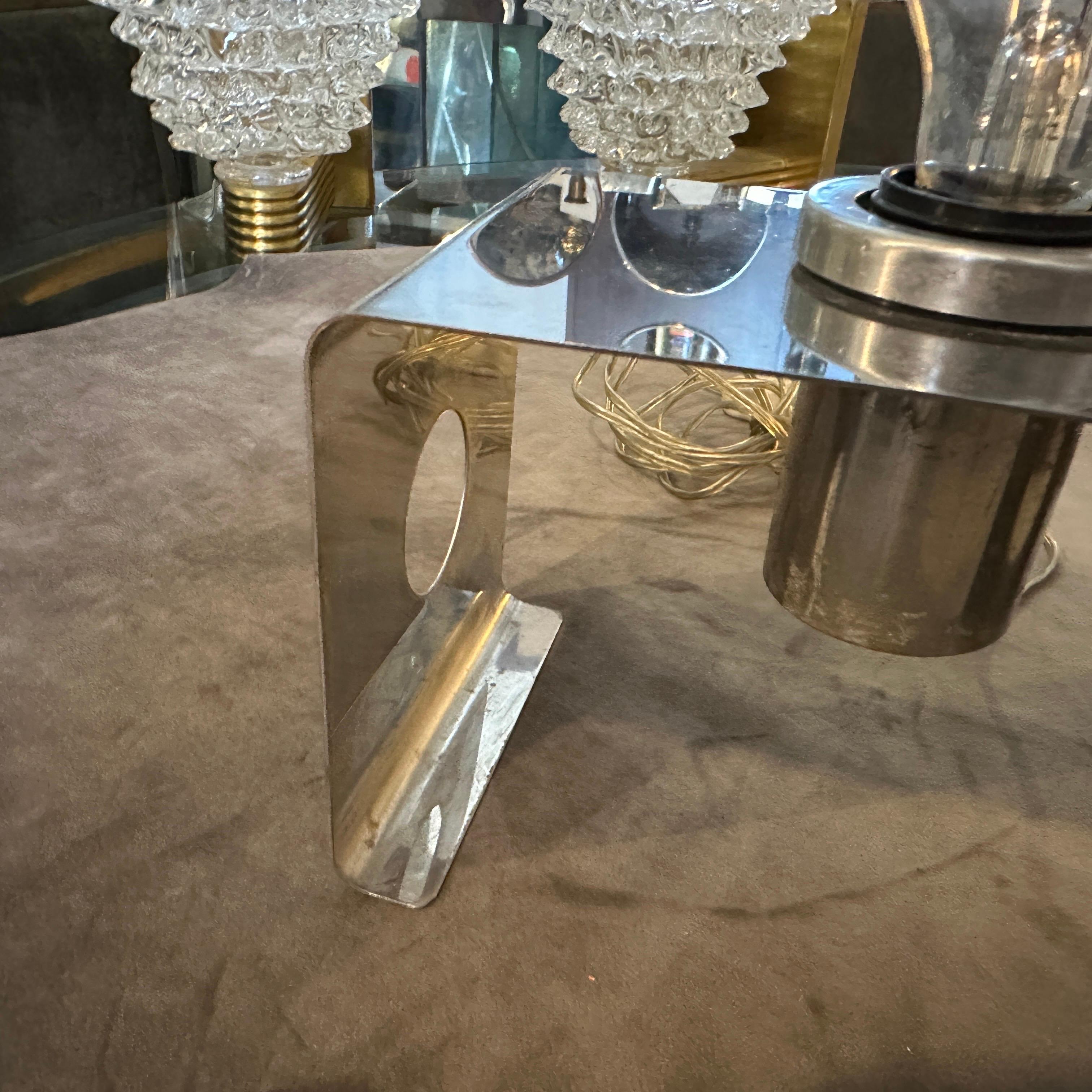 1970s Space Age Chromed Metal Rectangular Italian Table Lamp For Sale 2