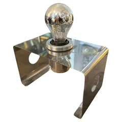 1970s Space Age Chromed Metal Rectangular Italian Table Lamp