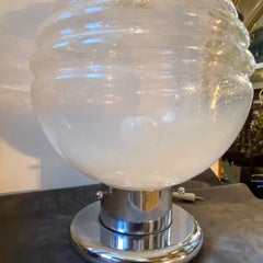 1970s Space Age Chromed Steel and Murano Glass Italian Globe Table Lamp