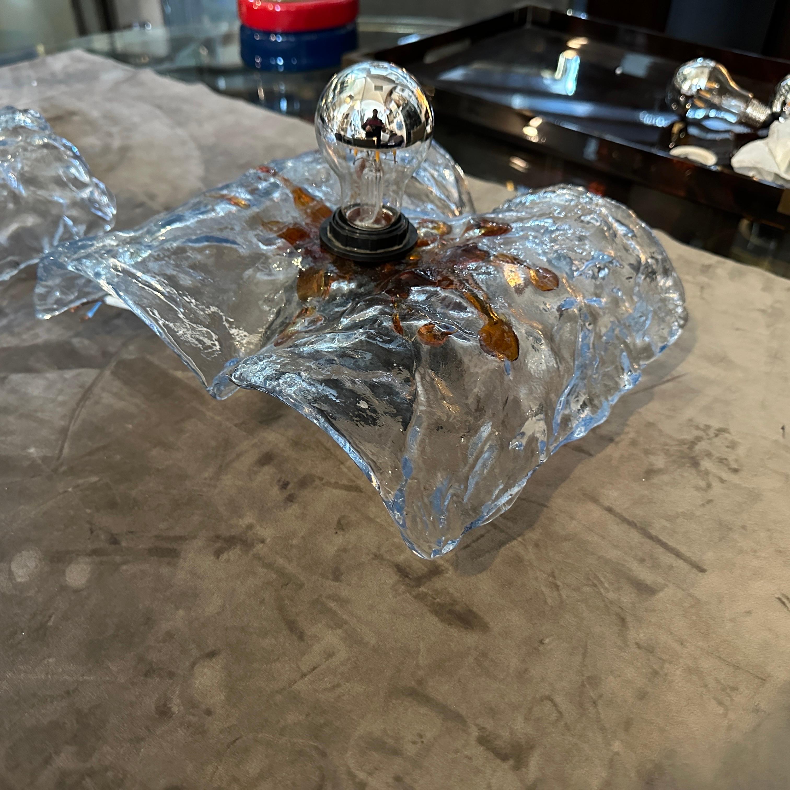 Applique in vetro di Murano trasparente e marrone degli anni '70 di Mazzega Murano in vendita 3