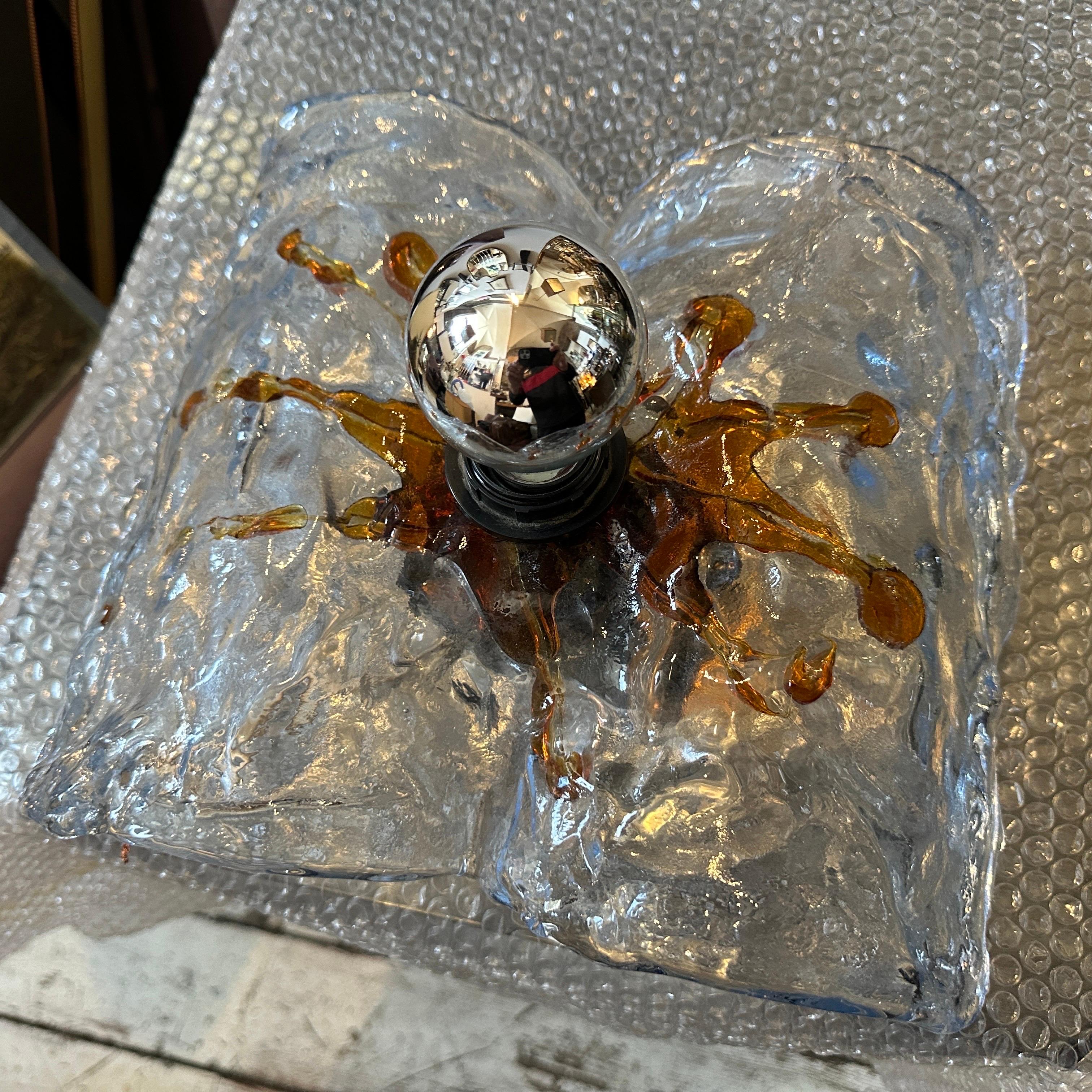 Applique in vetro di Murano trasparente e marrone degli anni '70 di Mazzega Murano in vendita 6