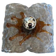 1970s Space Age Clear and Brown Murano Glass Wall Sconces by Mazzega