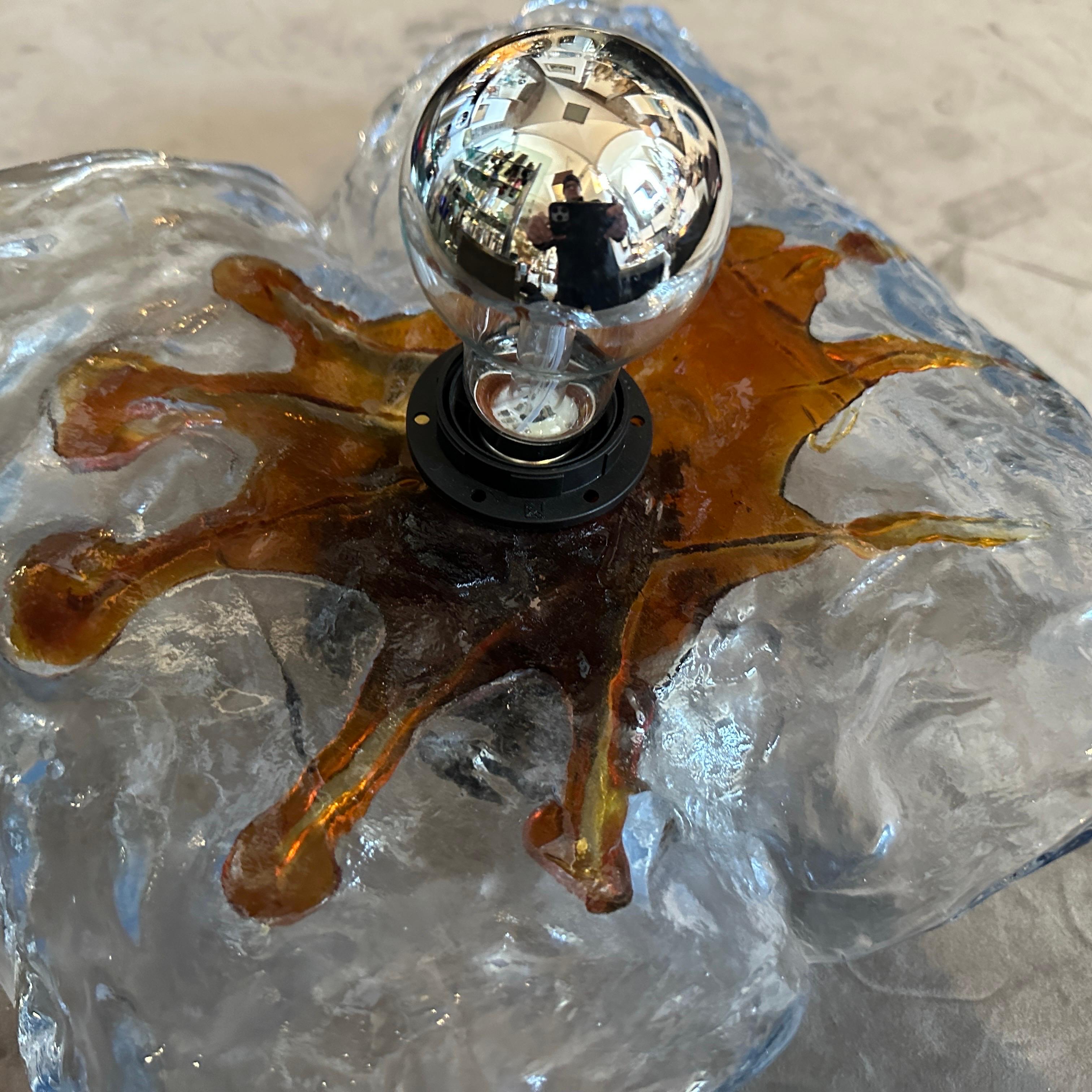 XX secolo Applique in vetro di Murano trasparente e marrone degli anni '70 di Mazzega Murano in vendita