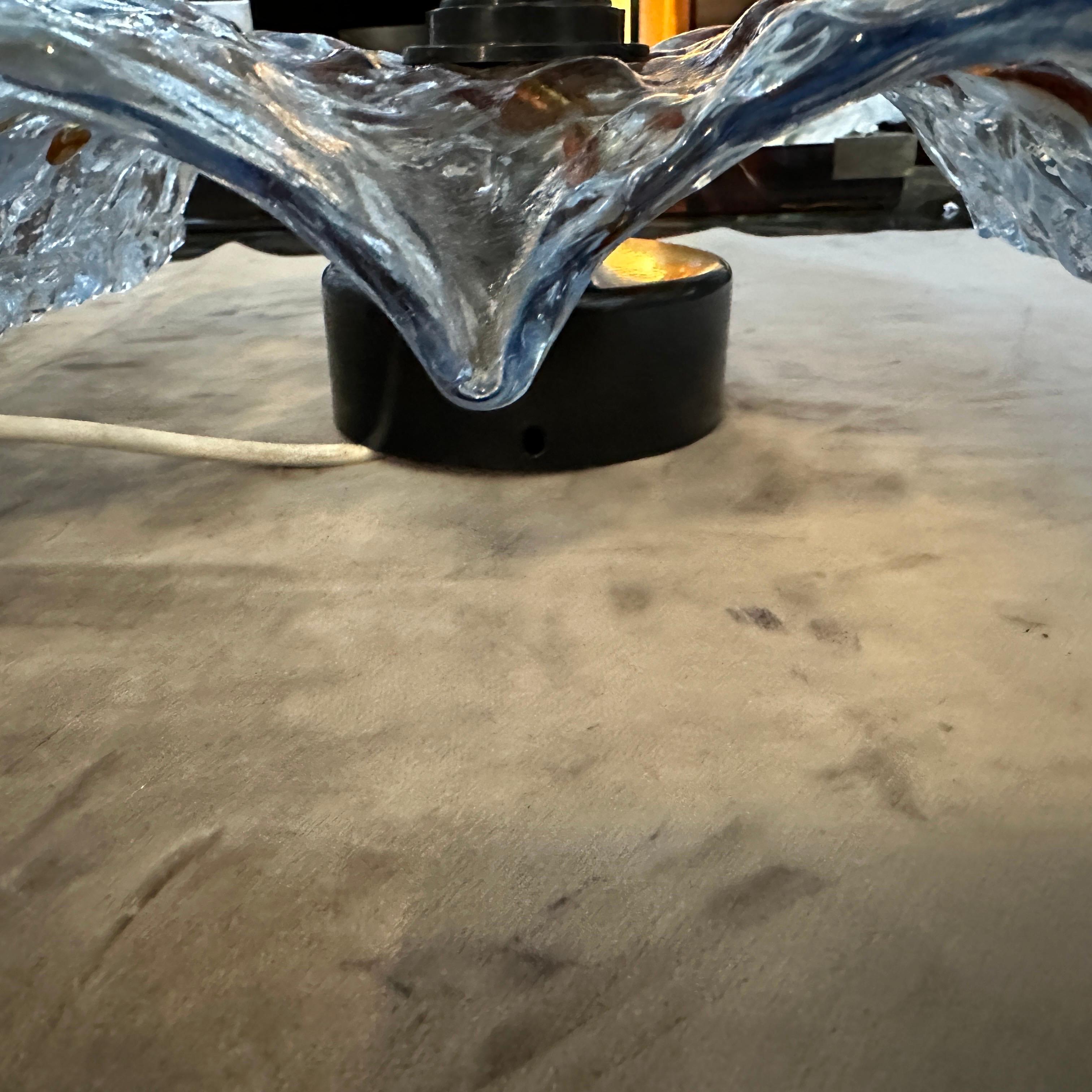 Applique in vetro di Murano trasparente e marrone degli anni '70 di Mazzega Murano in vendita 1
