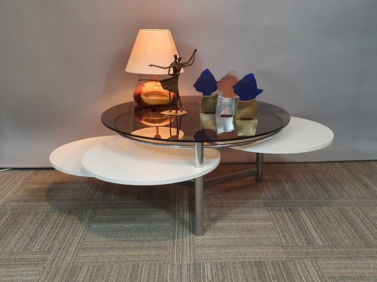 Concentric Circle Smoked Glass Chrome, Concentric Circles Coffee Tables