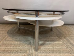 1970s Space Age Concentric Circle Smoked Glass, Chrome and Formica Coffee Table