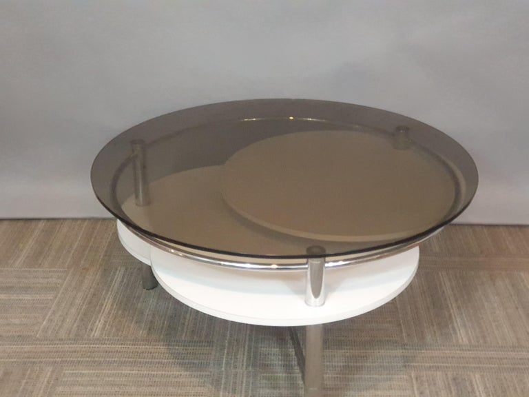 1970s Space Age Concentric Circle Smoked Glass Chrome And Formica Coffee Table At 1stdibs Concentric Circle Smoked Glass Chrome, Concentric Circles Coffee Tables