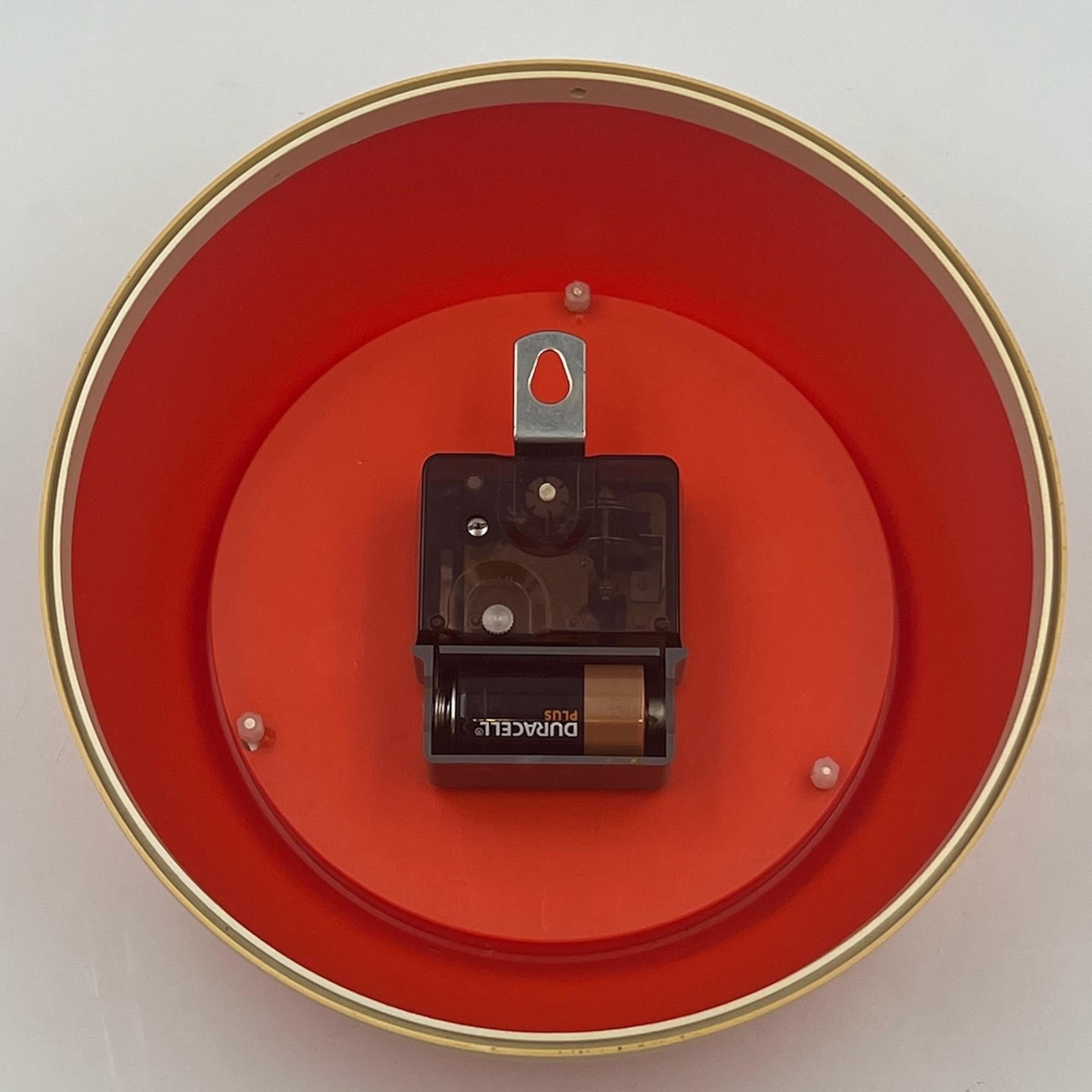 1970s Space Age Design Clock by Comsest - Rare Orange Decor Made in Italy 1