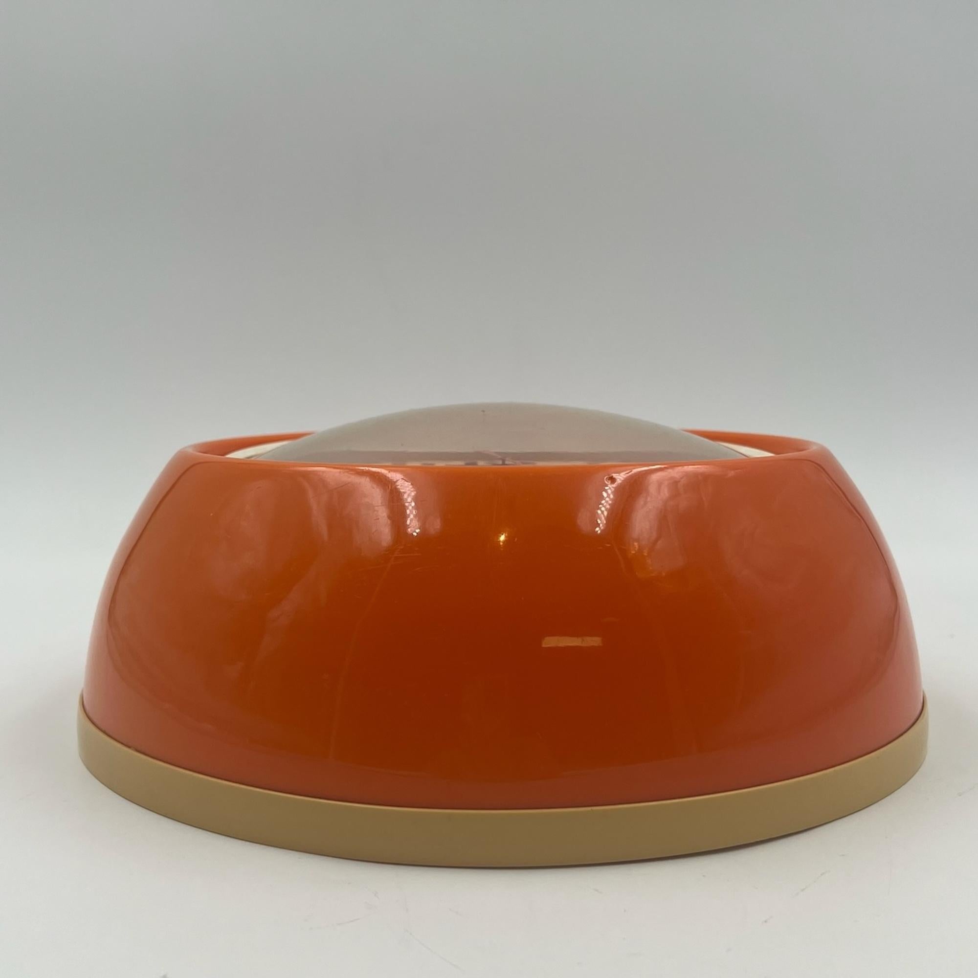 1970s Space Age Design Clock by Comsest - Rare Orange Decor Made in Italy 3