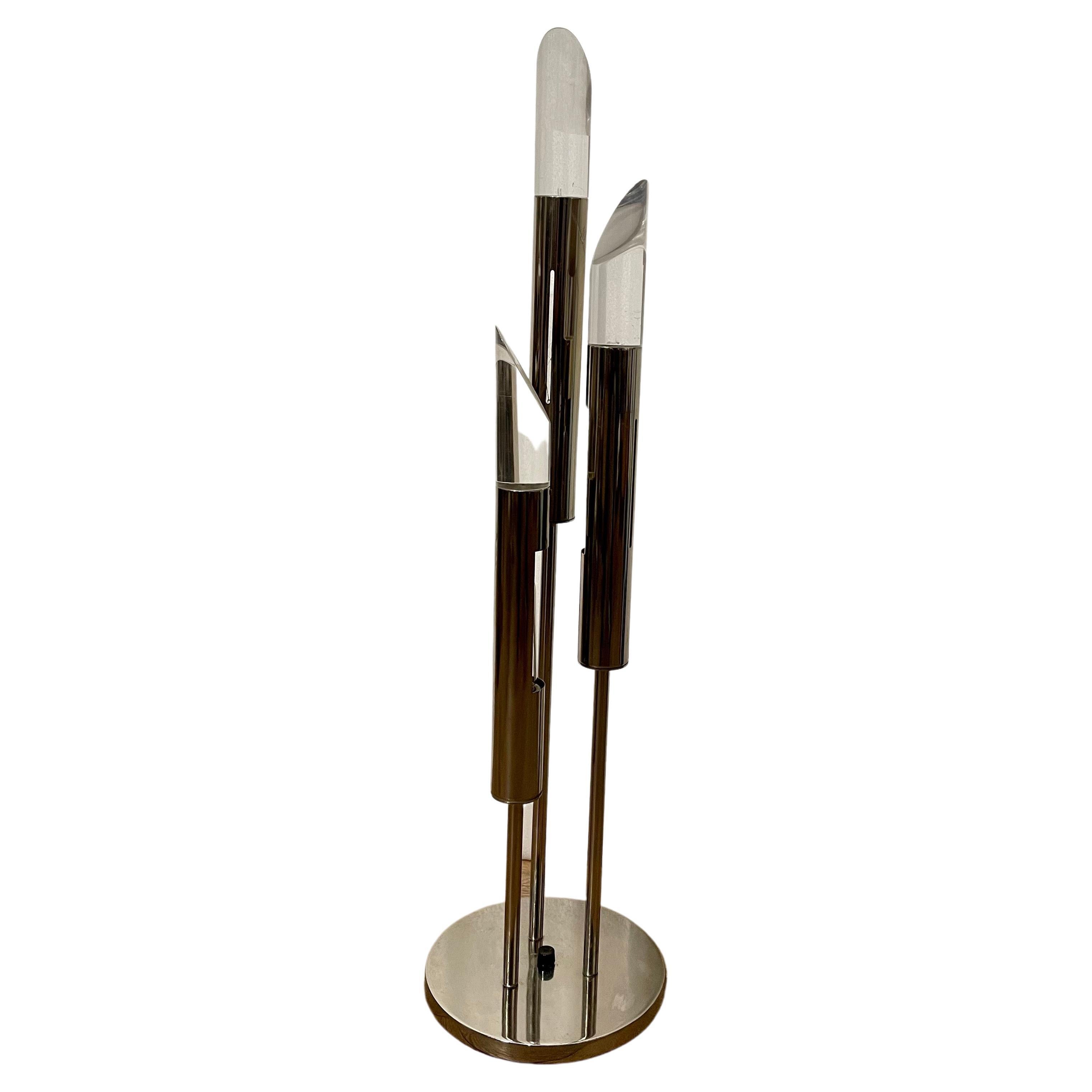 1970's Space Age Era Italian Table Lamp Chrome & Lucite