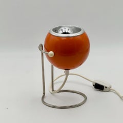 1970s Space Age Eyeball Lamp in Orange Lacquer and Chrome Europe