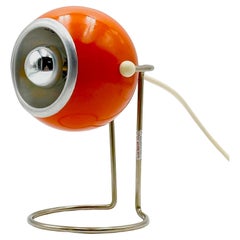 1970s Space Age Eyeball Lamp in Orange Lacquer and Chrome Europe