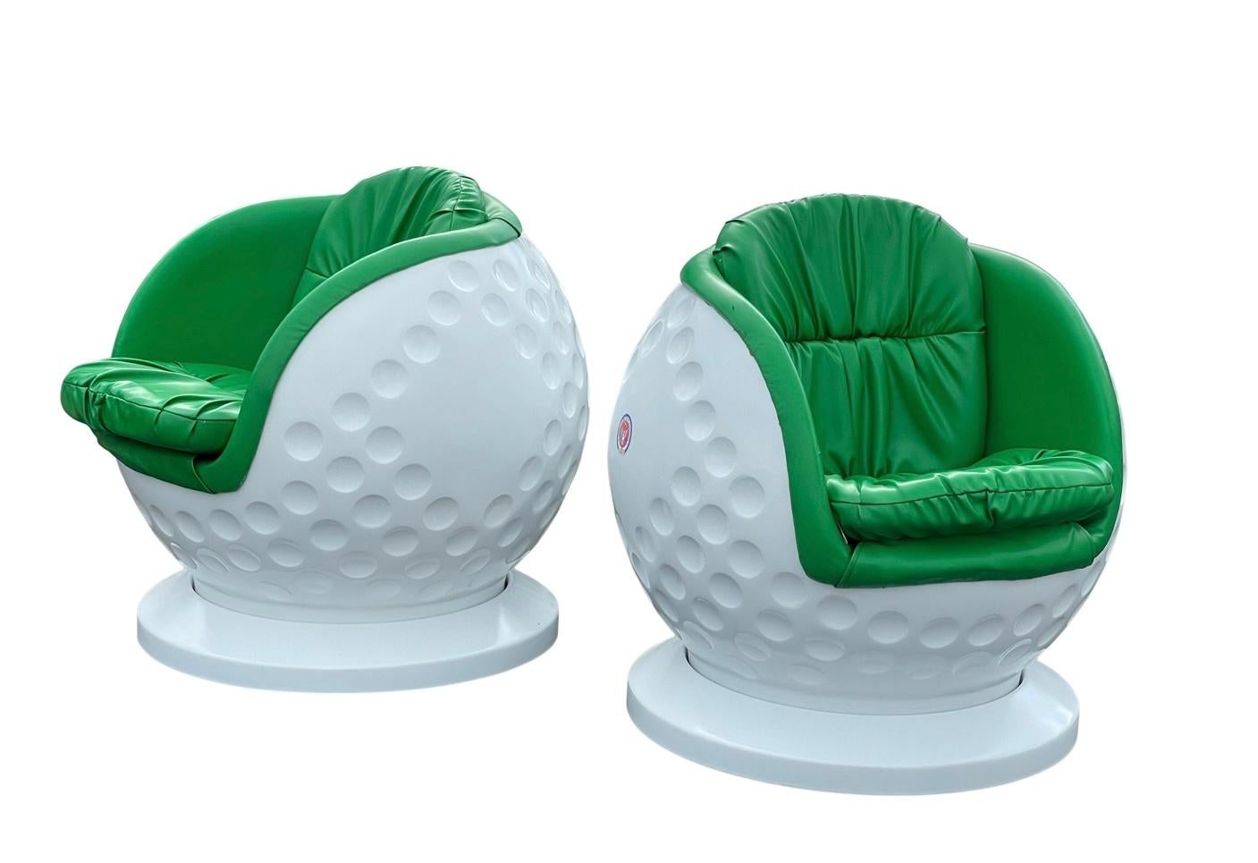 American 1970s Space Age Fiberglass Pga Golf Ball Pod Chair-A Pair