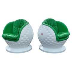 Vintage 1970s Space Age Fiberglass Pga Golf Ball Pod Chair-A Pair