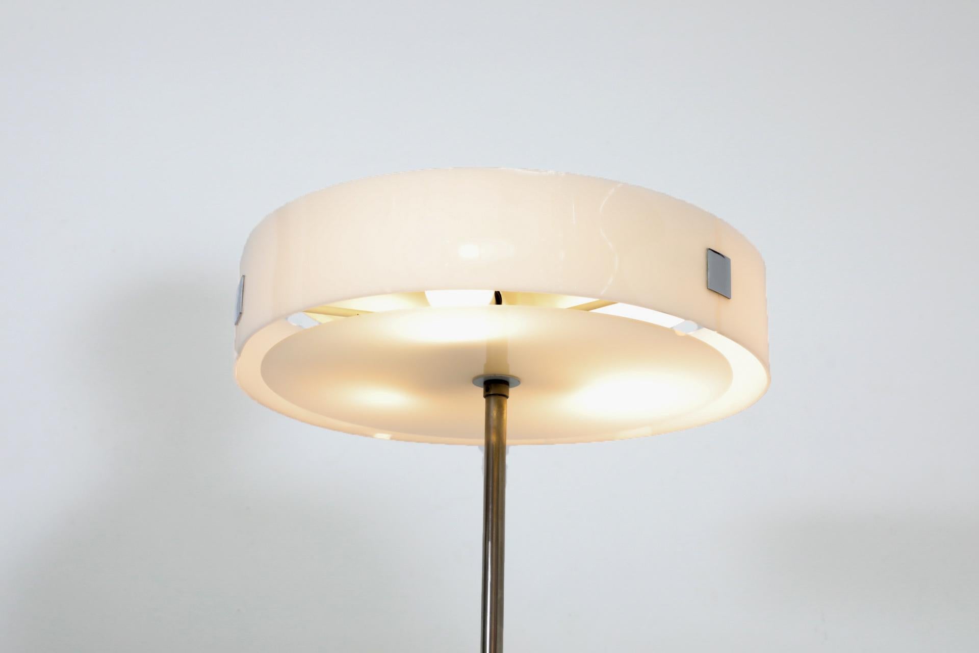 1970s Space Age Floor Lamp with White Plexi Disc Shade by Cosack Leuchte 3
