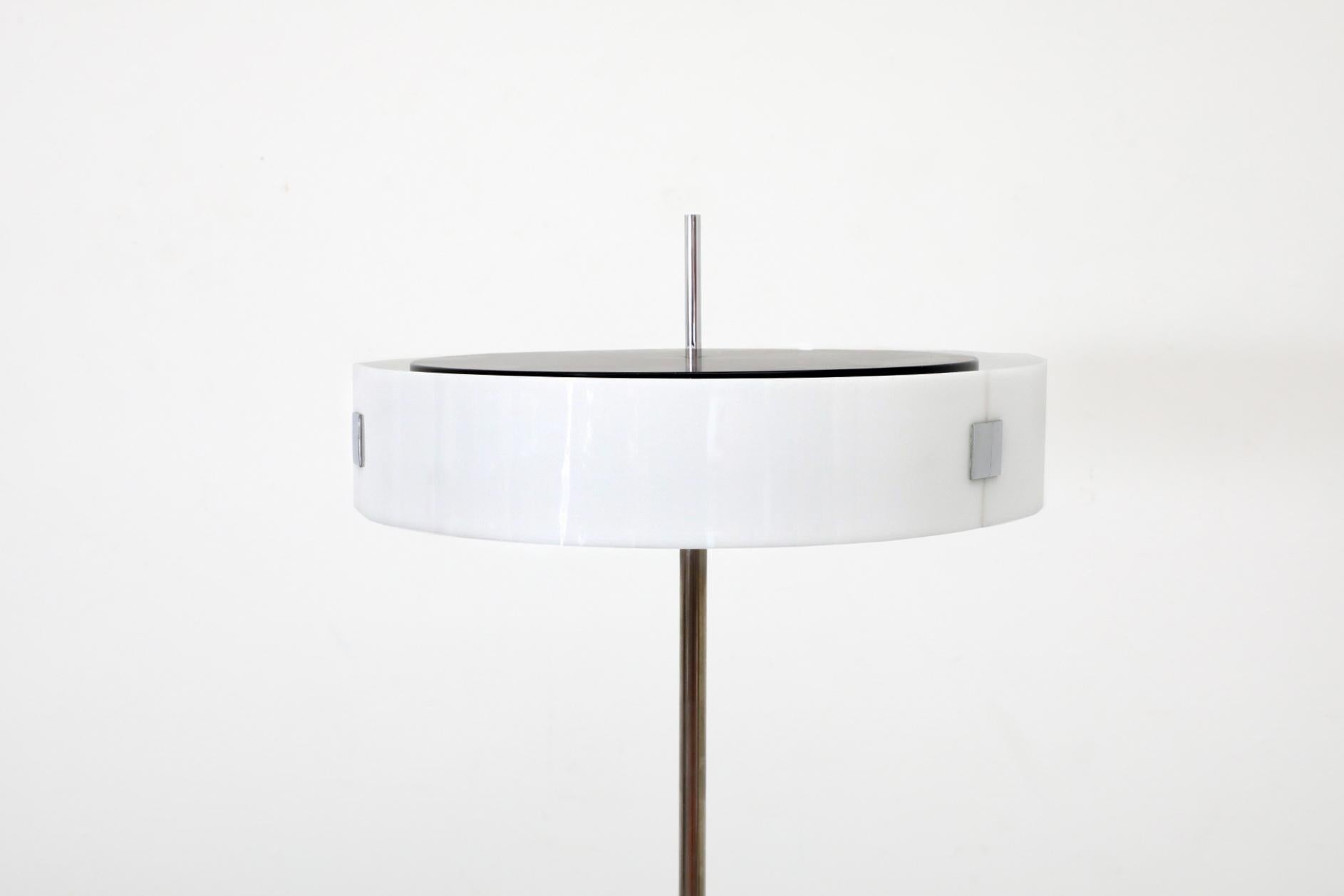 Mid-Century Modern 1970s Space Age Floor Lamp with White Plexi Disc Shade by Cosack Leuchte