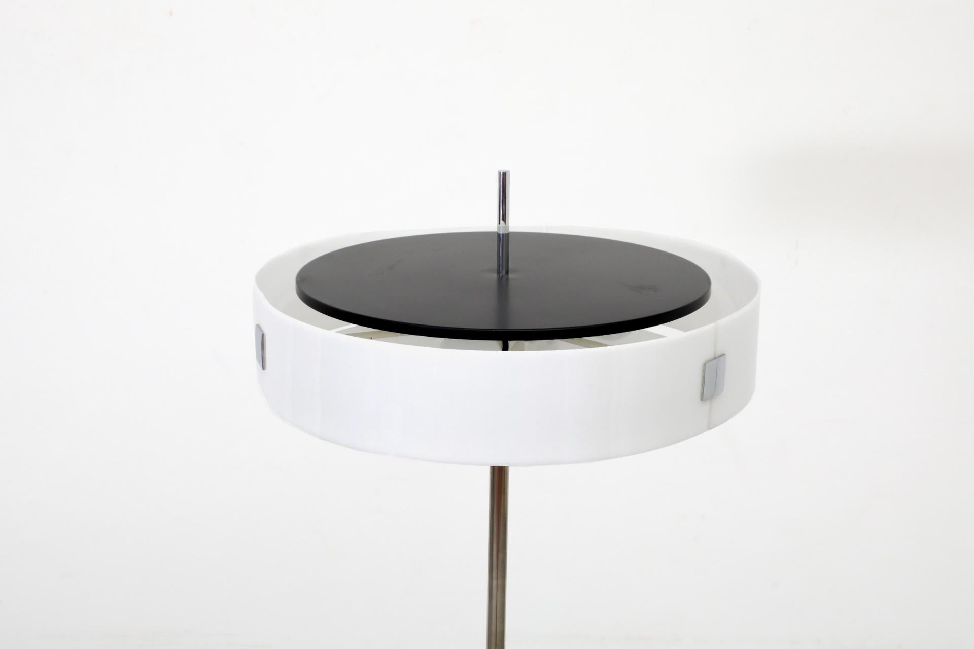 German 1970s Space Age Floor Lamp with White Plexi Disc Shade by Cosack Leuchte