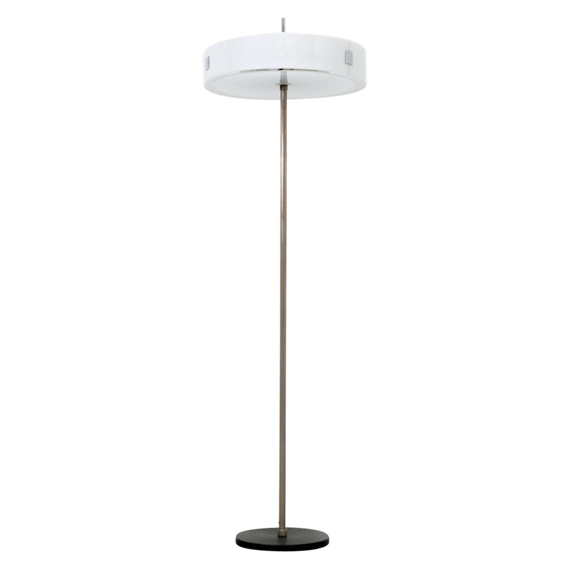 1970s Space Age Floor Lamp with White Plexi Disc Shade by Cosack Leuchte