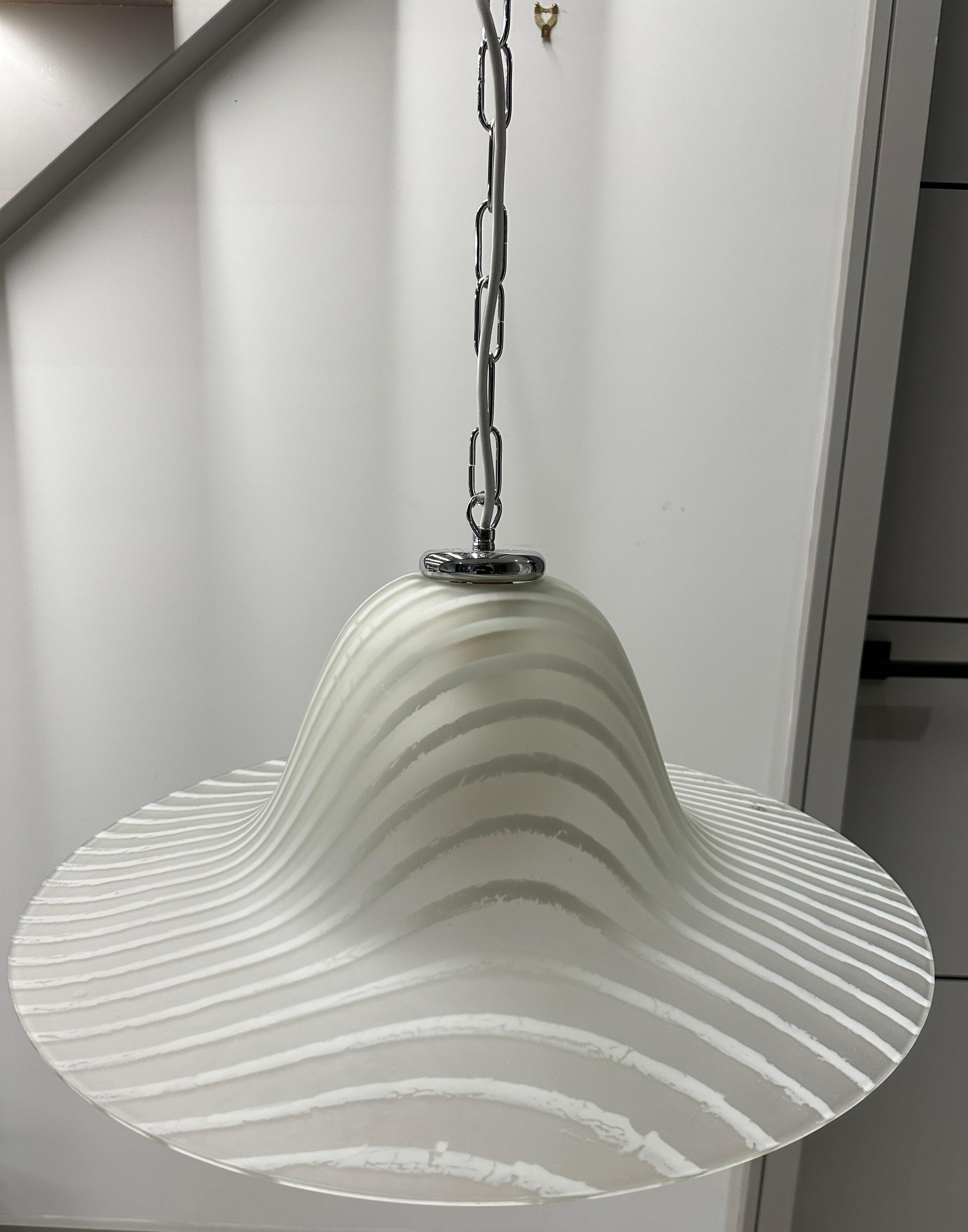 1970 Space AGE - Pendentif en verre rayé et chrome Pielle & Pützler en vente 4