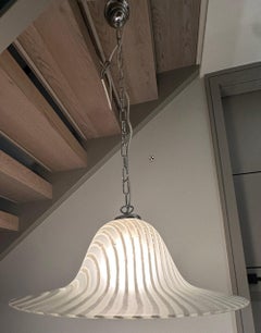 1970s Space Age German Piell & Pützler Striped "Zebra" Glass & Chrome Pendant