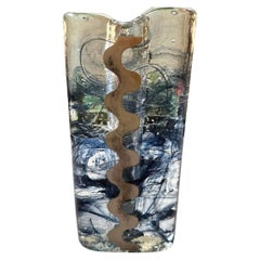1970s Space Age Glass and Silver Plate Vase by Claude Cuny for Cassetti Firenze