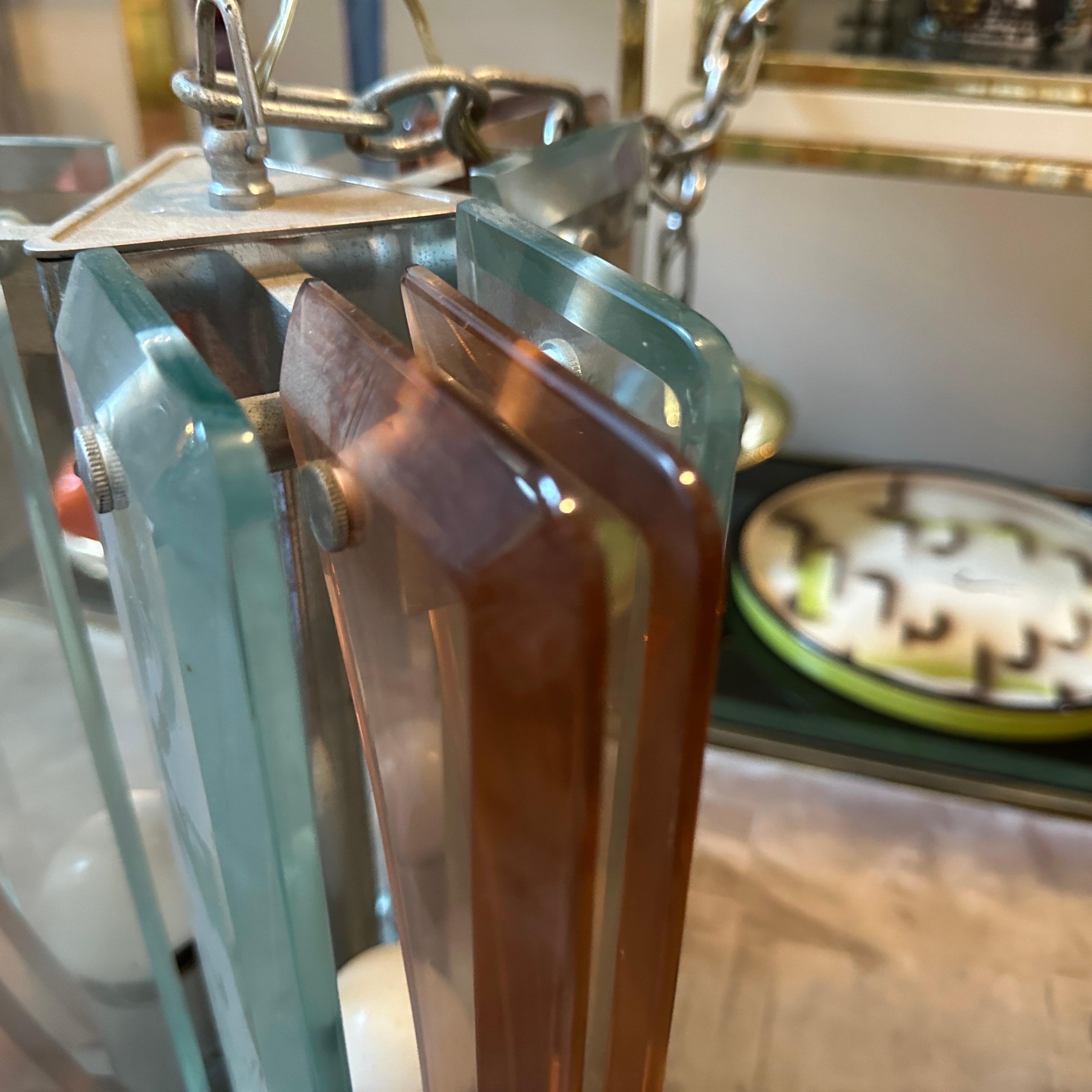 Colgante Italiano de Cristal Pesado Verde y Rosa de la Era Espacial de 1970 de Lupi Cristal Luxor en venta 4