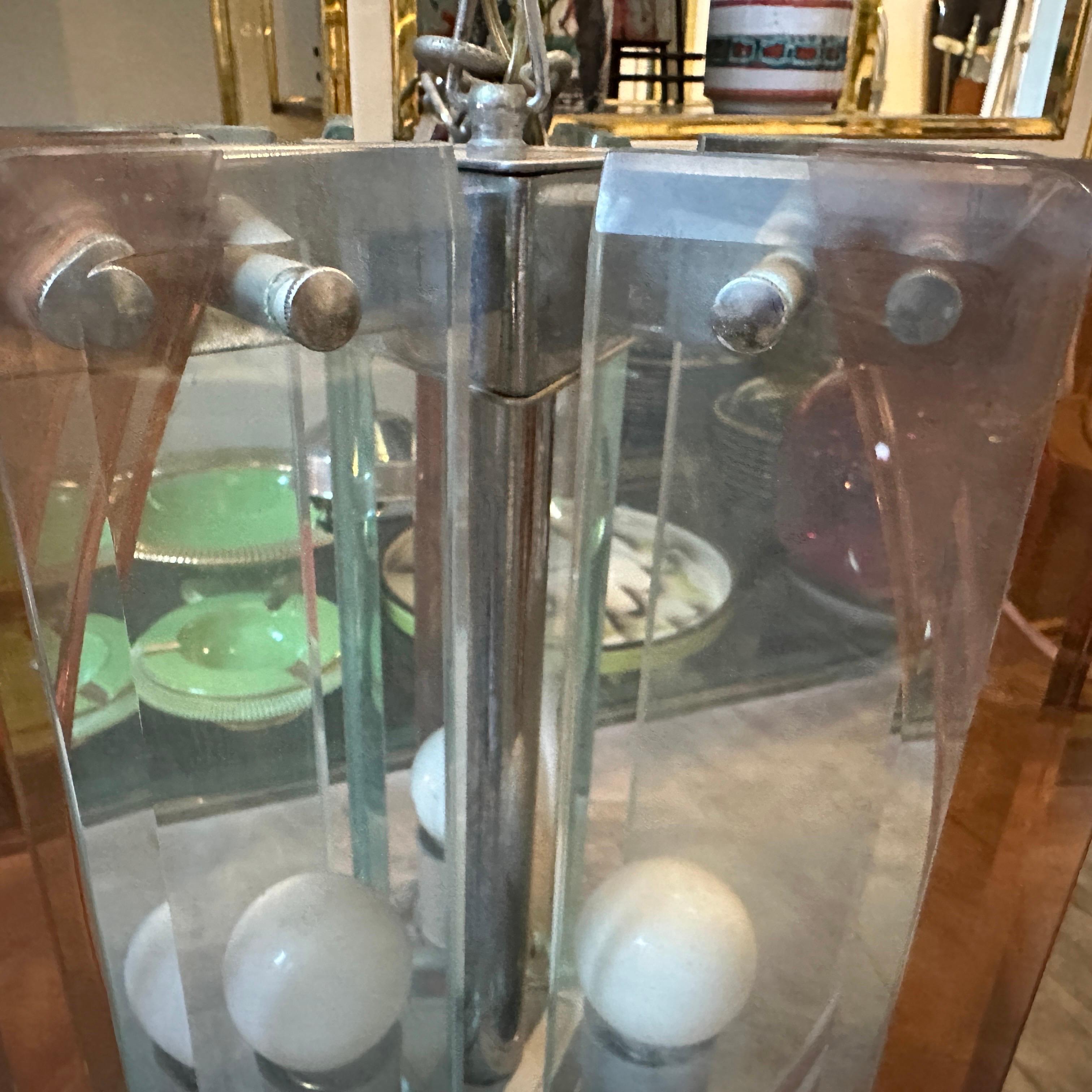 Colgante Italiano de Cristal Pesado Verde y Rosa de la Era Espacial de 1970 de Lupi Cristal Luxor en venta 5