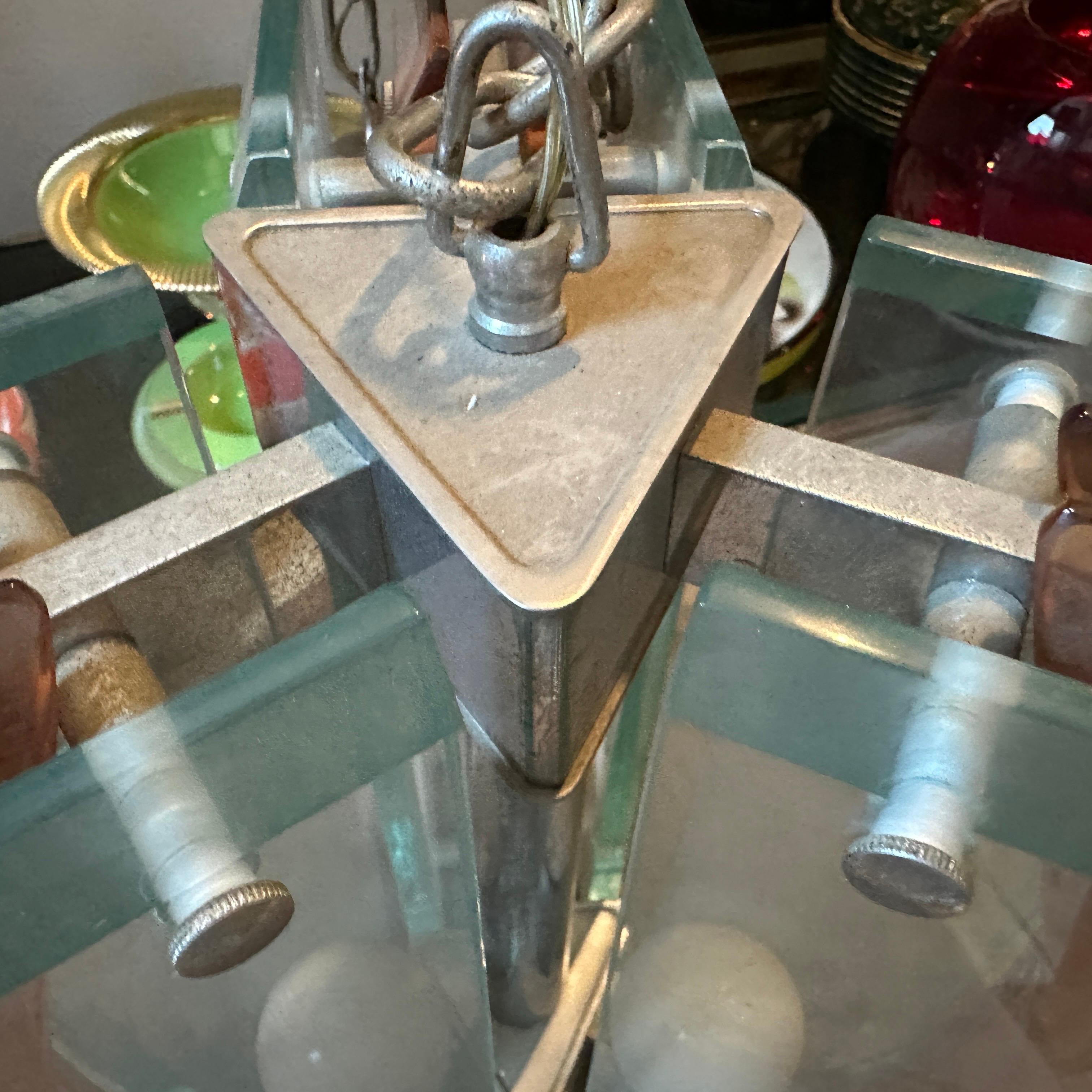 Colgante Italiano de Cristal Pesado Verde y Rosa de la Era Espacial de 1970 de Lupi Cristal Luxor en venta 8