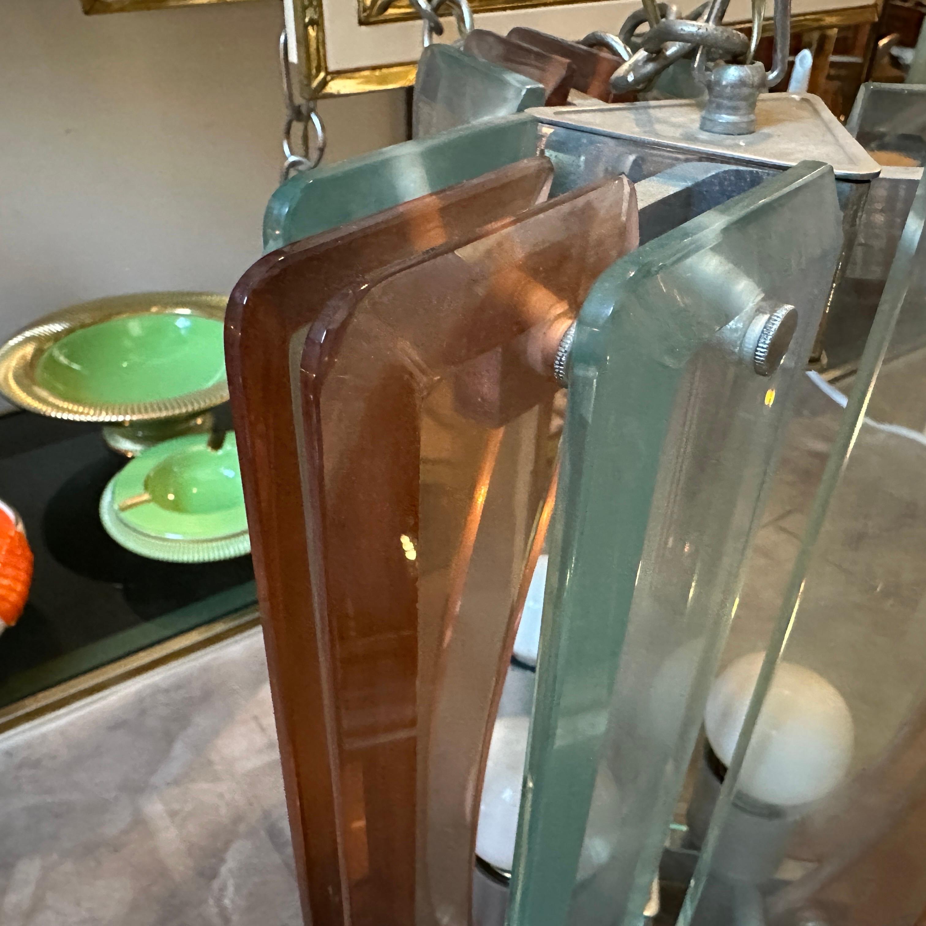 Colgante Italiano de Cristal Pesado Verde y Rosa de la Era Espacial de 1970 de Lupi Cristal Luxor en venta 9