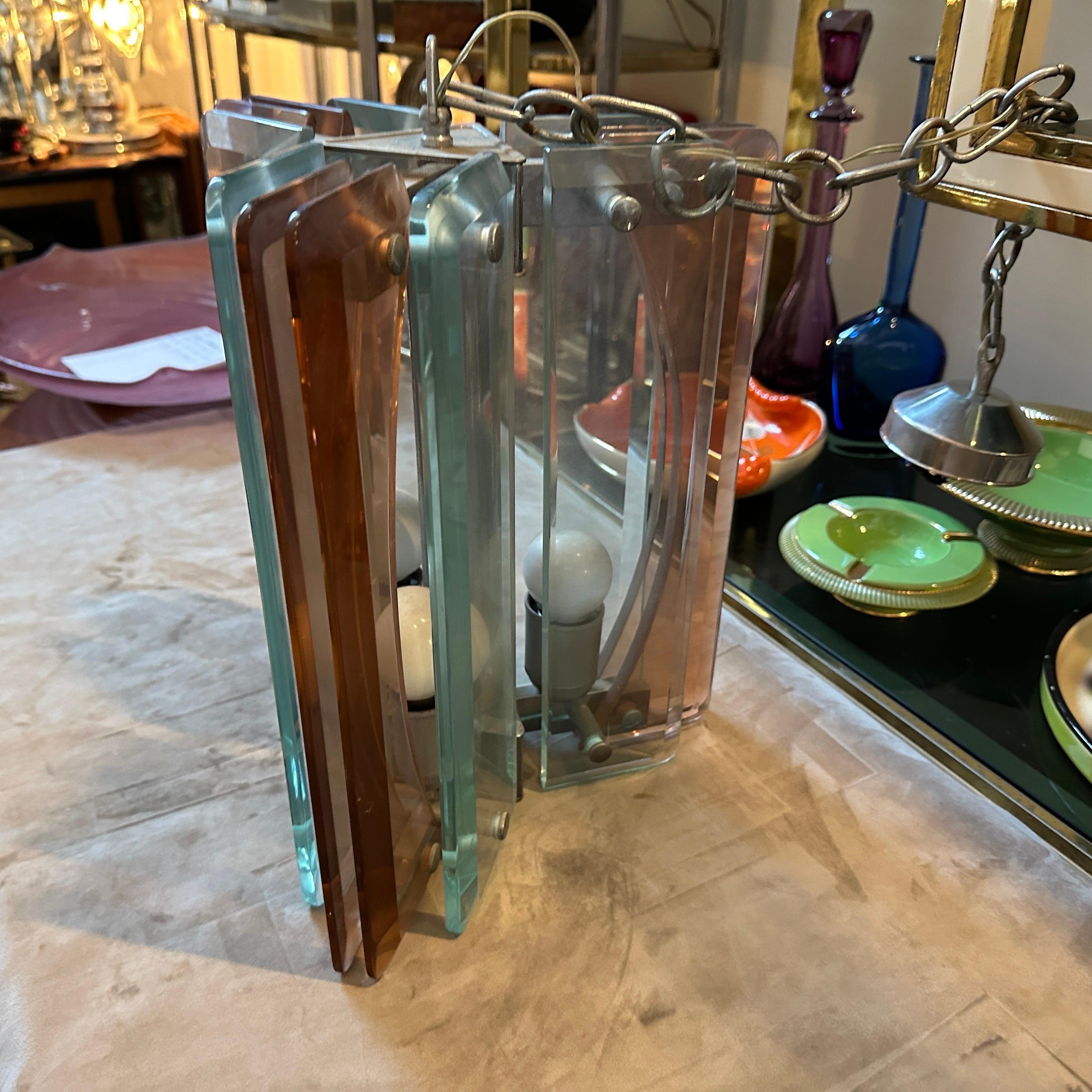 Colgante Italiano de Cristal Pesado Verde y Rosa de la Era Espacial de 1970 de Lupi Cristal Luxor en venta 3