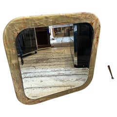 1970 A Space Light et Onyx Brown Miroir mural italien carré