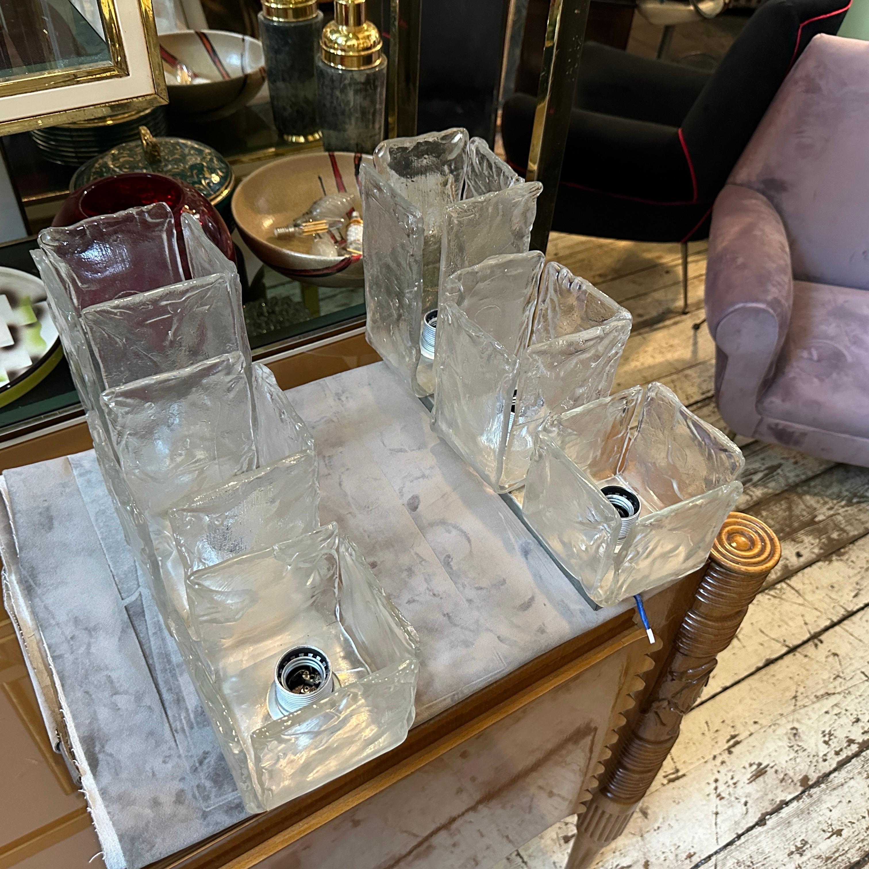 Luminaires en verre de Murano glacé de l'ère spatiale des années 1970 par Toso en vente 3