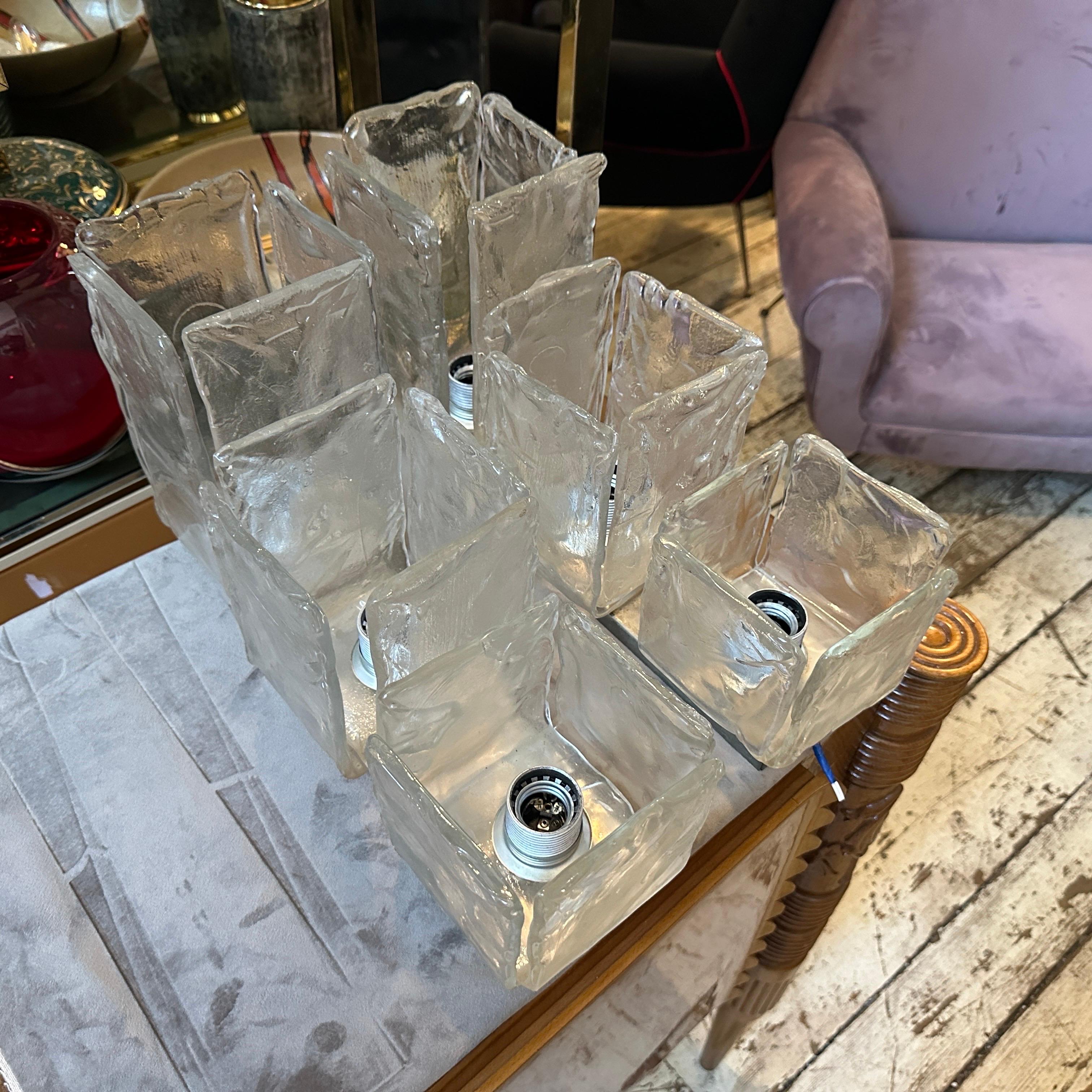 Luminaires en verre de Murano glacé de l'ère spatiale des années 1970 par Toso en vente 4
