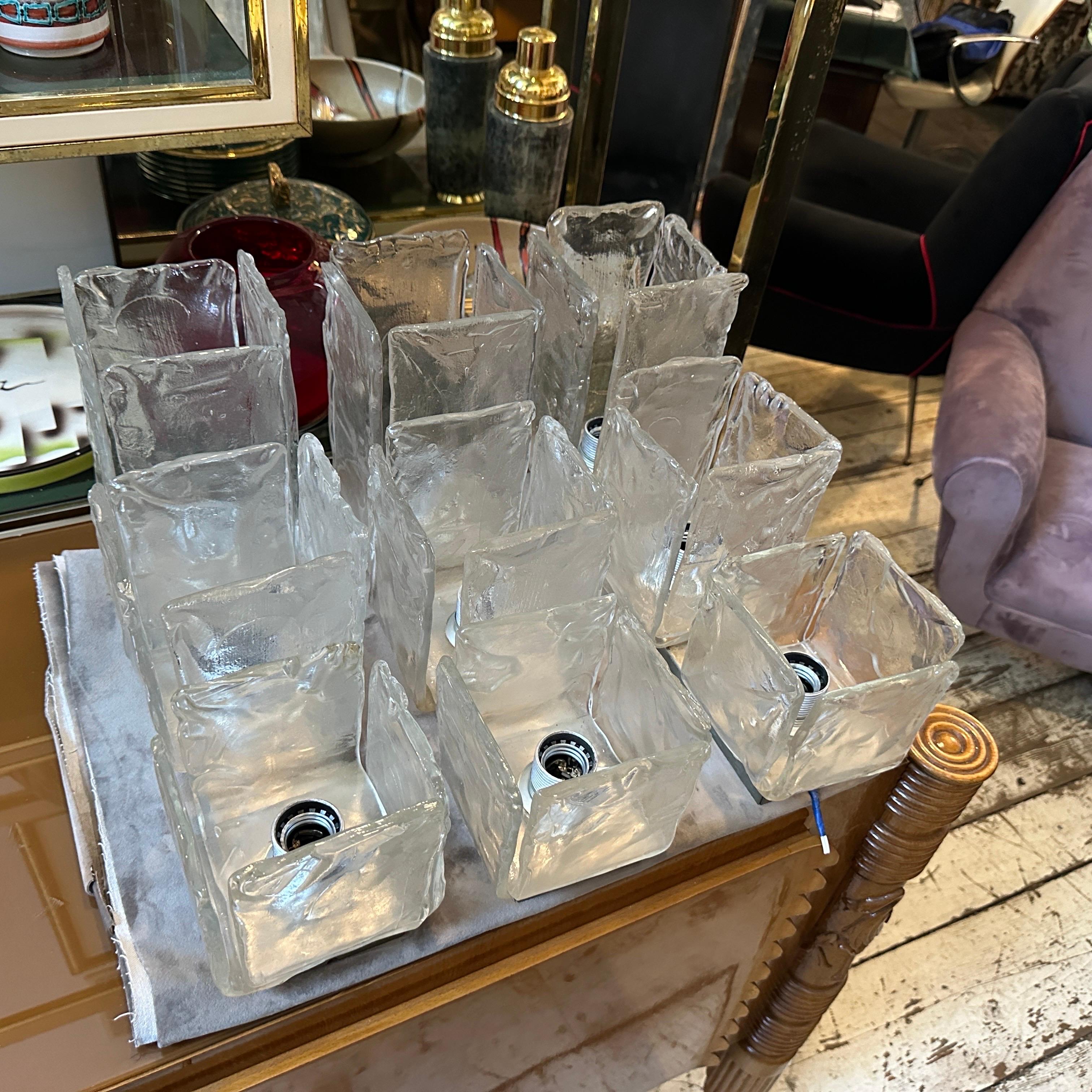 Ère spatiale Luminaires en verre de Murano glacé de l'ère spatiale des années 1970 par Toso en vente