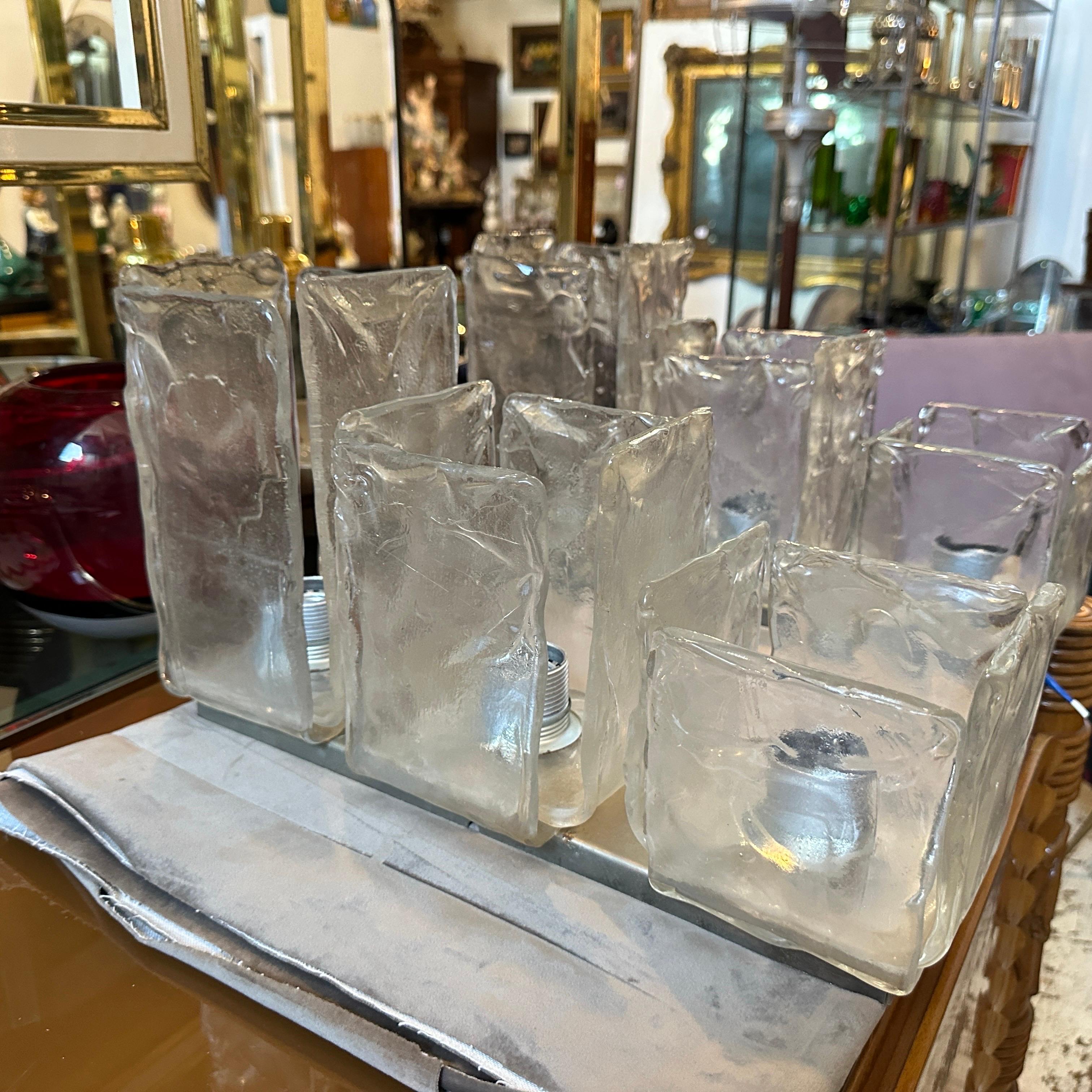 Luminaires en verre de Murano glacé de l'ère spatiale des années 1970 par Toso Bon état - En vente à Aci Castello, IT