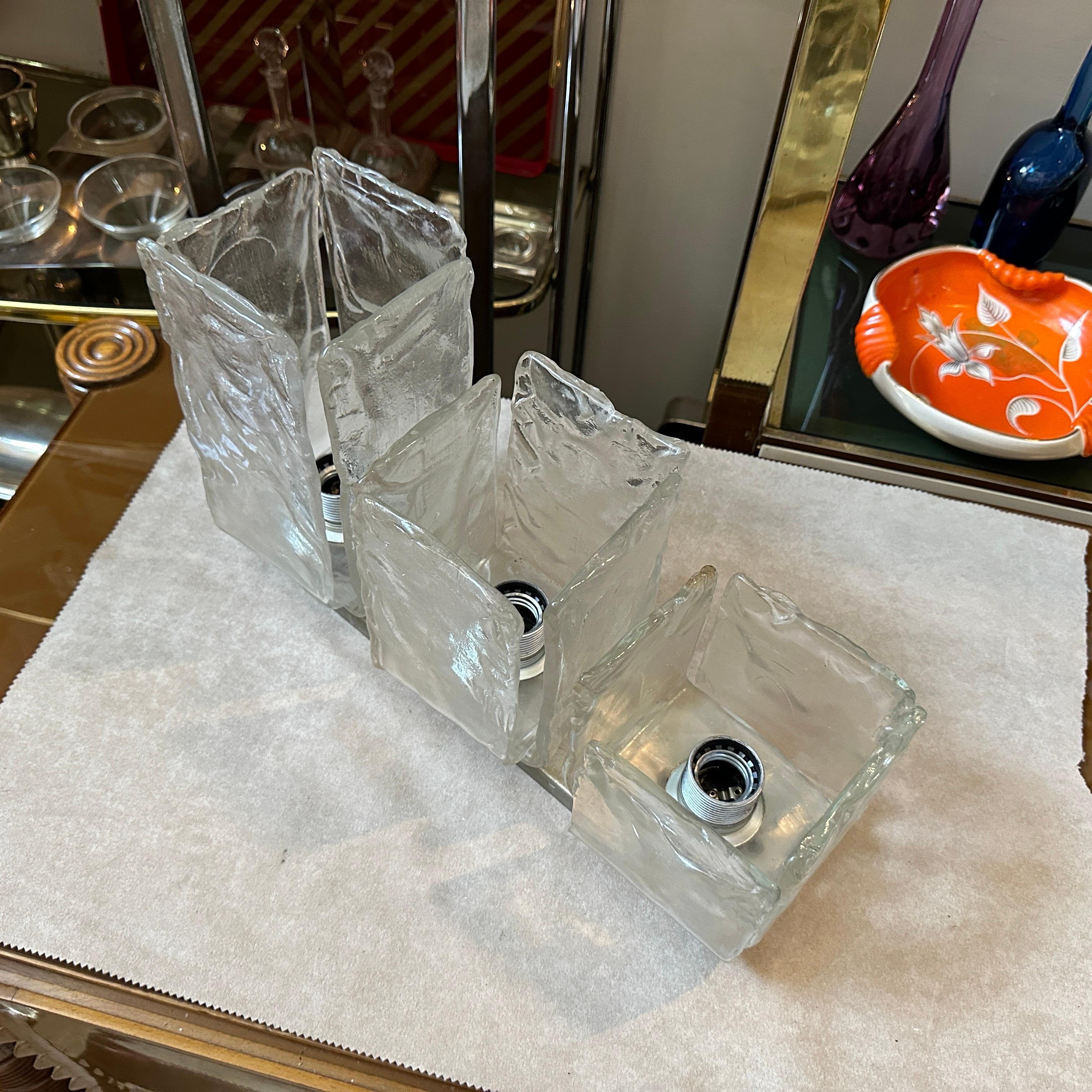 Luminaires en verre de Murano glacé de l'ère spatiale des années 1970 par Toso en vente 1