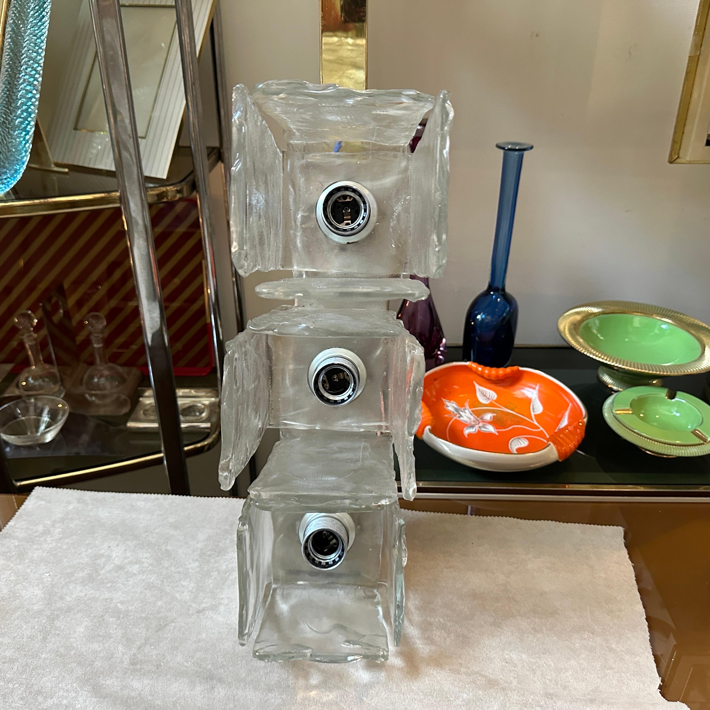 Luminaires en verre de Murano glacé de l'ère spatiale des années 1970 par Toso en vente 2