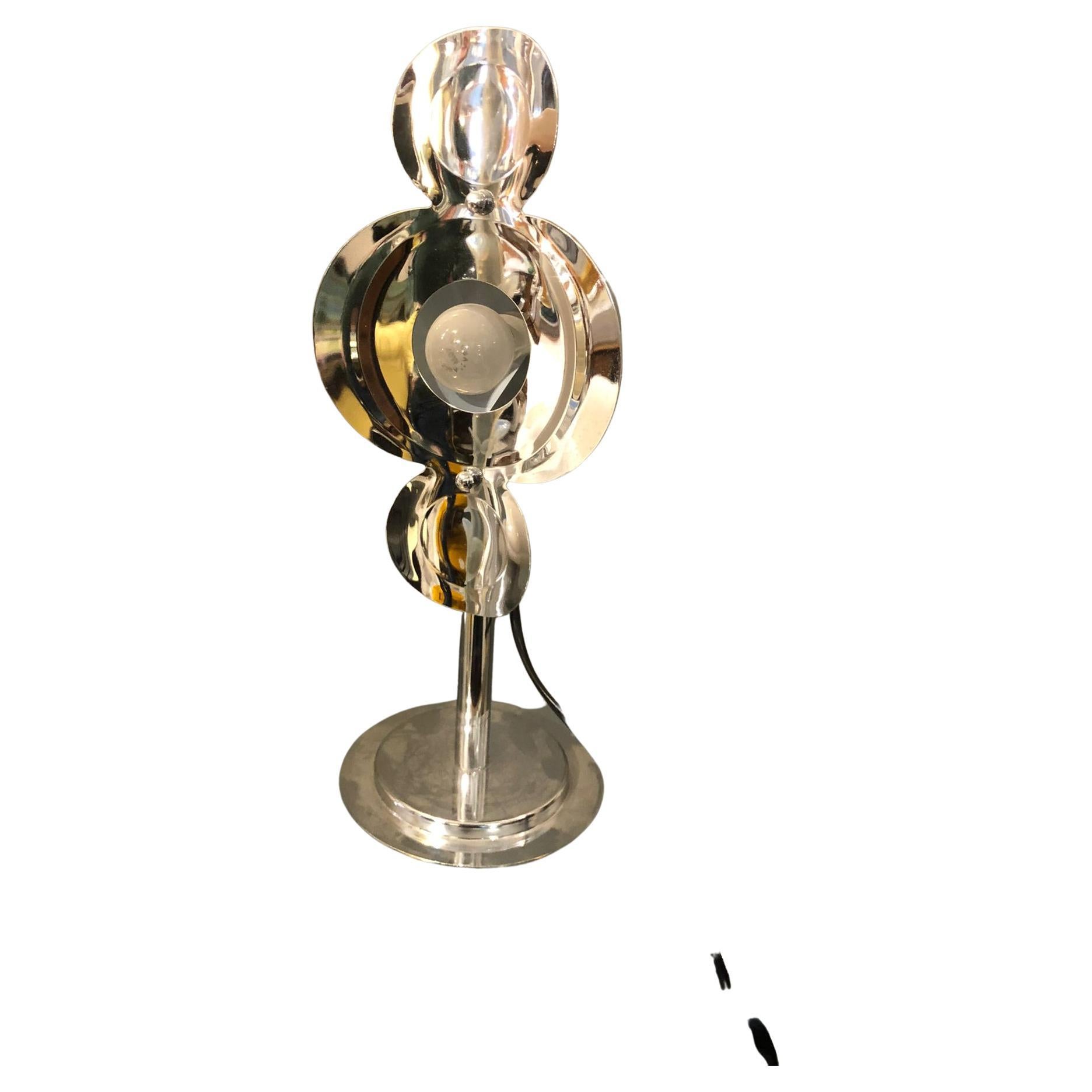 1970s Space Age Italian Chromed Steel Table Lamp in the Style of Oscar Torlasco