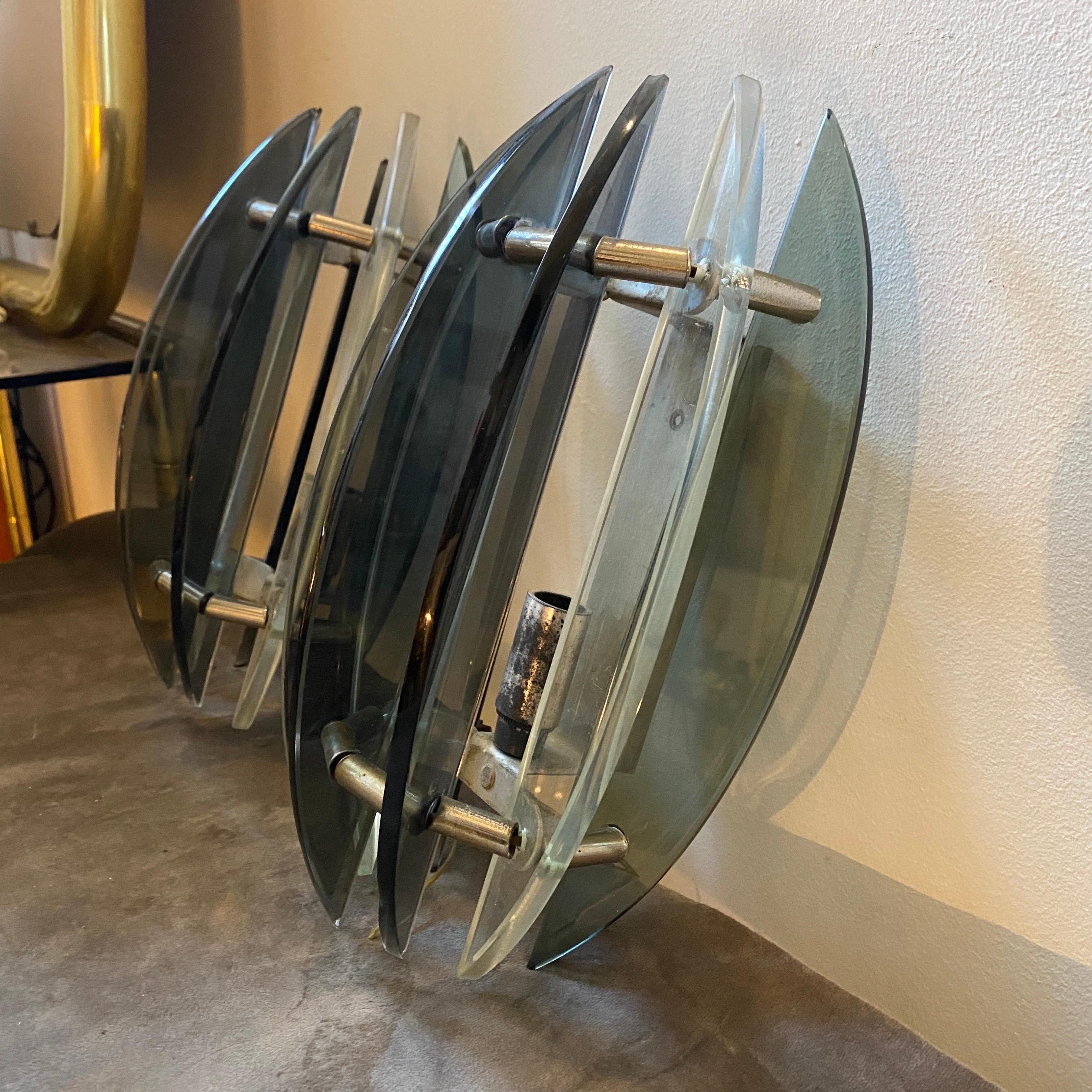 1970s Space Age Italian Wall Sconces by Veca For Sale 6