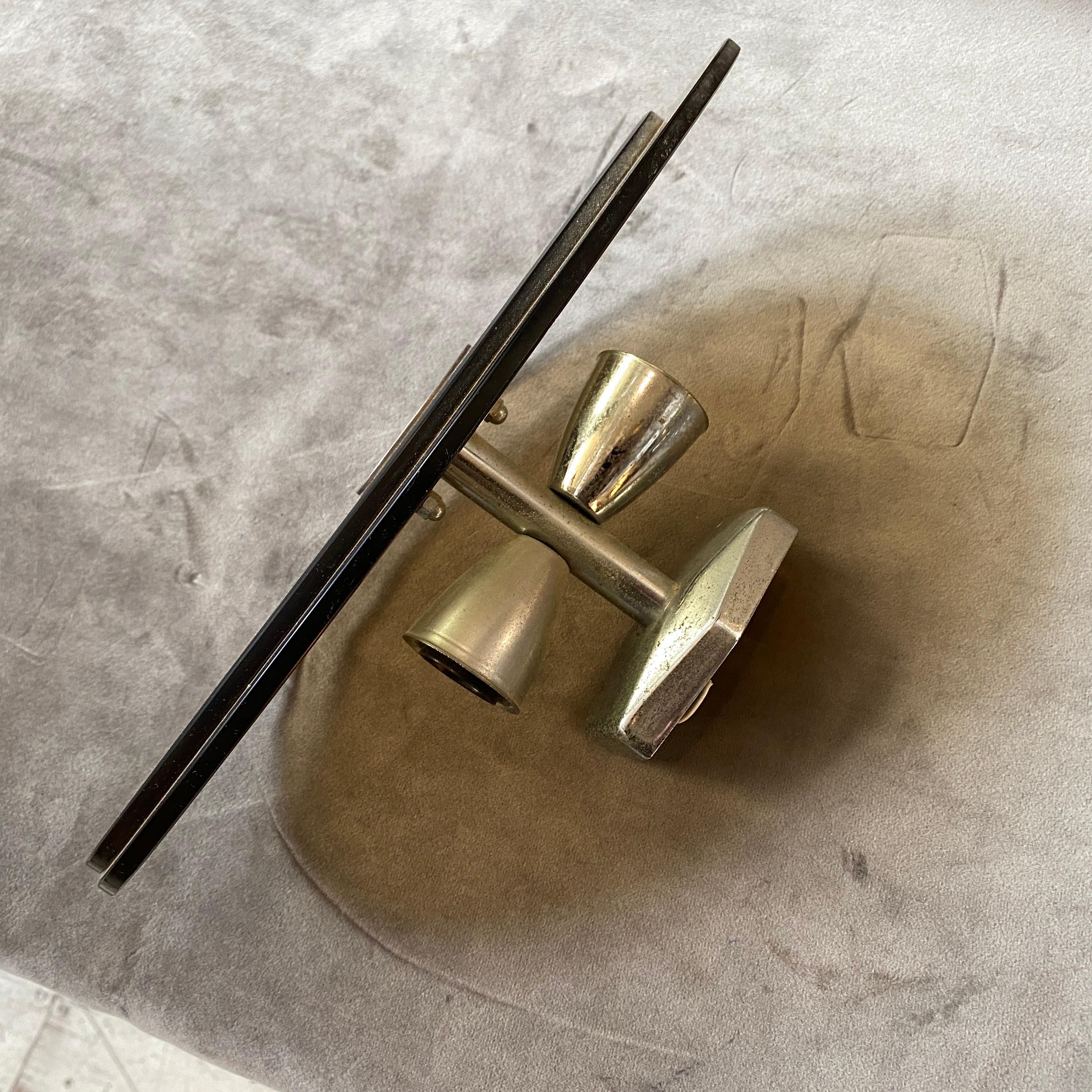 Two 1970s Space Age Metal and Smoked Glass Italian Oval Wall Sconces by Veca 3