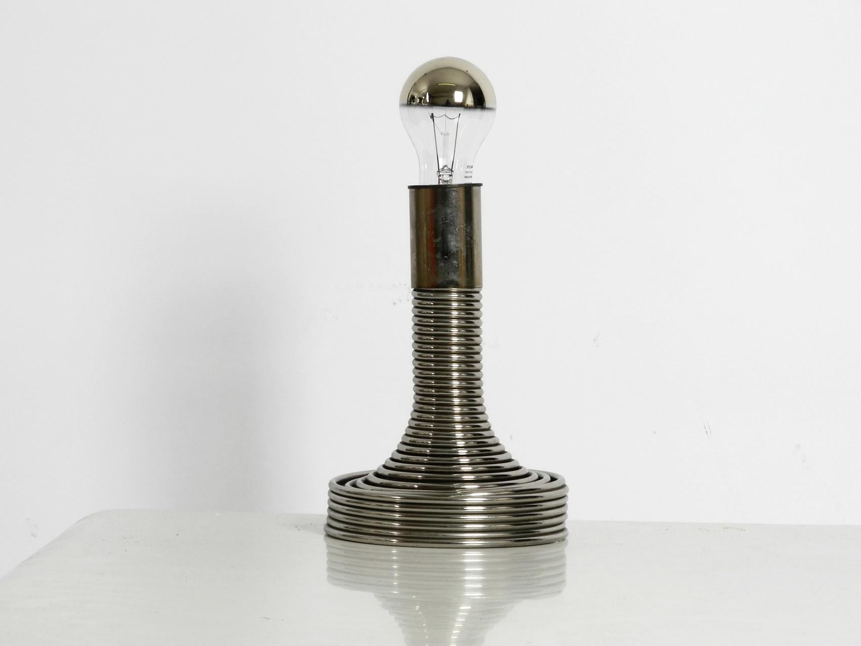 Late 20th Century 1970s Space Age Metal Chrome Table Lamp by Angelo Mangiarotti for Candle