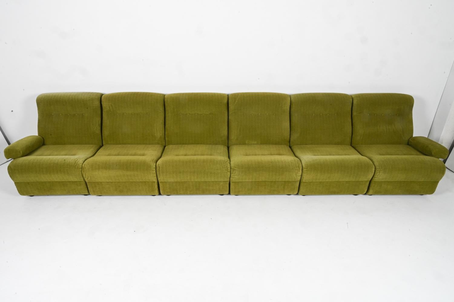 European 1970's Space Age Modular Sectional Sofa in Corded Sheared Boucle For Sale