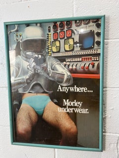 1970s Space Age Morley Underwear Advertising Poster in Original Frame