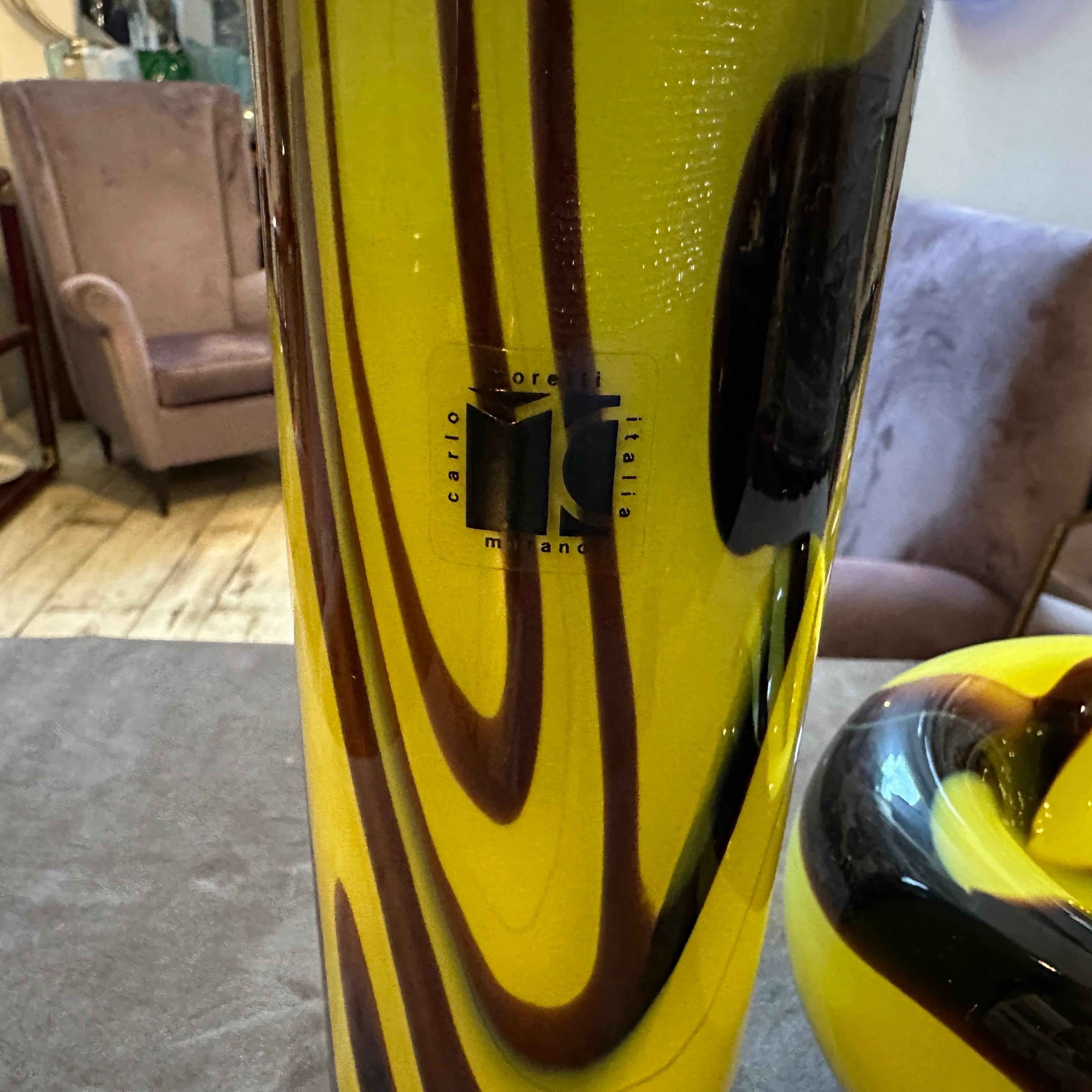 Moderno Posacenere e vaso in vetro di Murano opalino degli anni '70 di Carlo Moretti in vendita